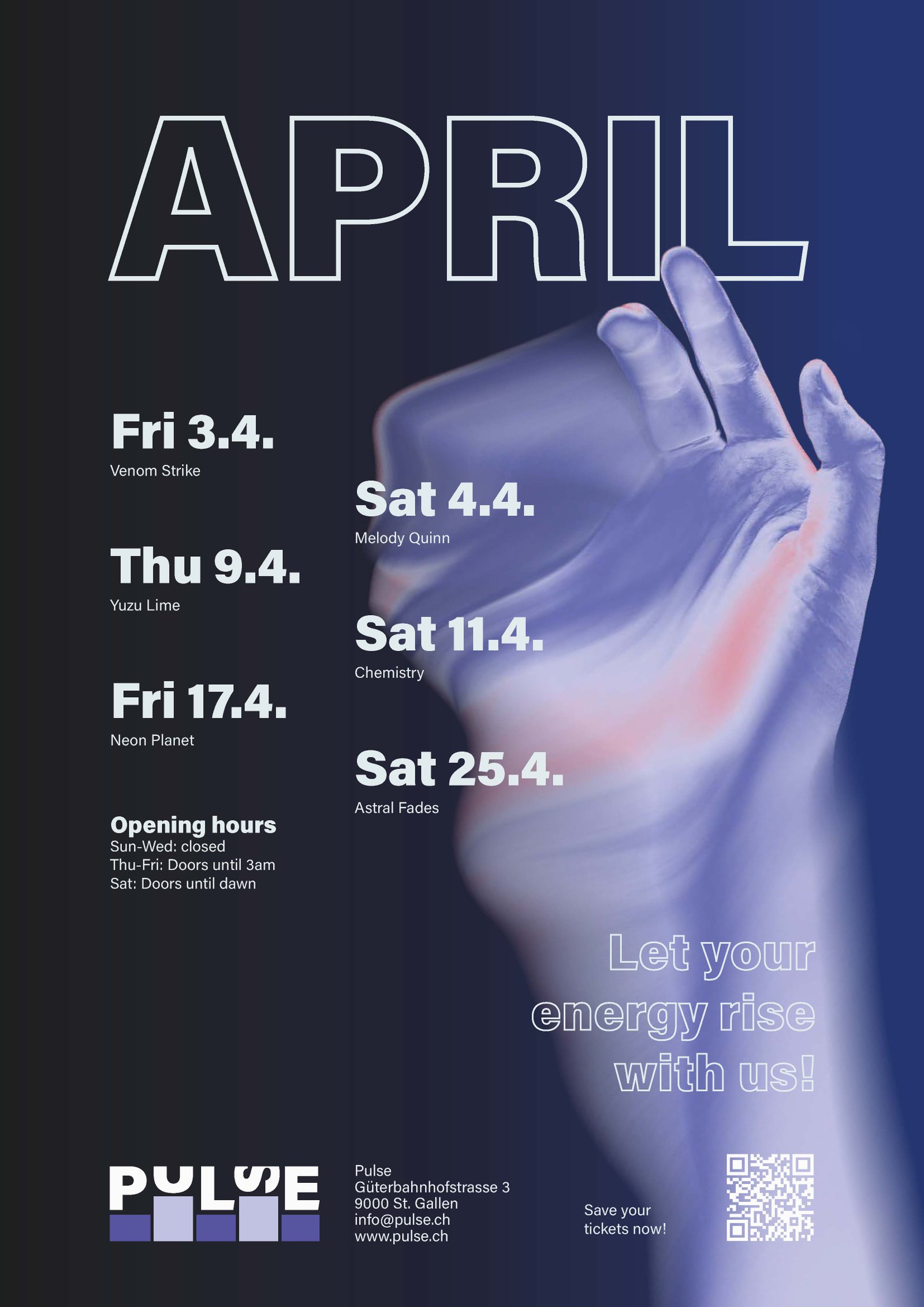Gestaltetes April-Plakat für Pulse